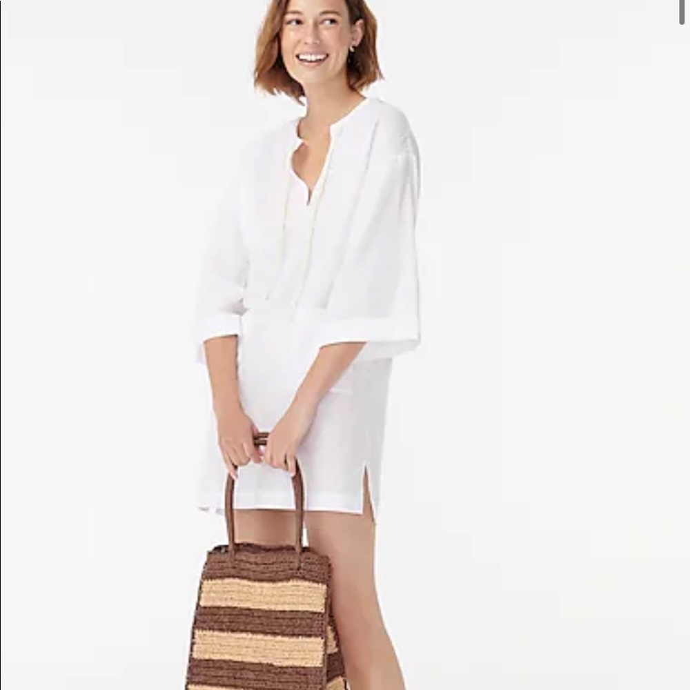 J.crew cotton-linen v-neck beach tunic. White. Small